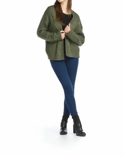 Papillon Cable Knit Cardigan In Khaki In Green
