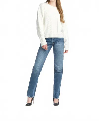 Papillon Cable Knit Long Sleeve Sweater In White