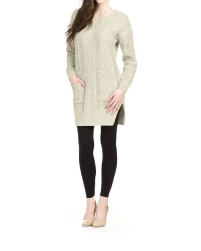 Papillon Cable Knit Midi Sweater Dress In Stone In Gray