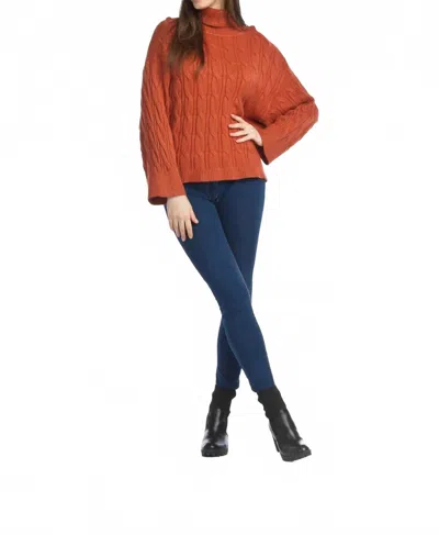Papillon Cable Knit Oversized Cropped Sweater In Rust In Brown