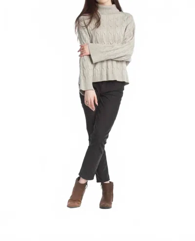 Papillon Cable Knit Oversized Cropped Sweater In Stone In Silver