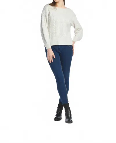 Papillon Cable Knit Sweater With Ribbed Trim Detail In Silver In Black