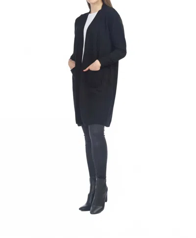 Papillon Cable Knit Stretchy Layering Cardigan In Black