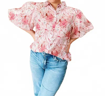 Papillon Carrie Balloon Sleeve Top In Pink