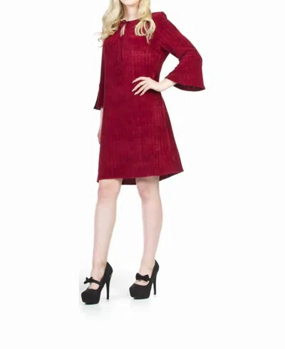 Papillon Chenile Bell Sleeve With Keyhole Dress In Burgundy