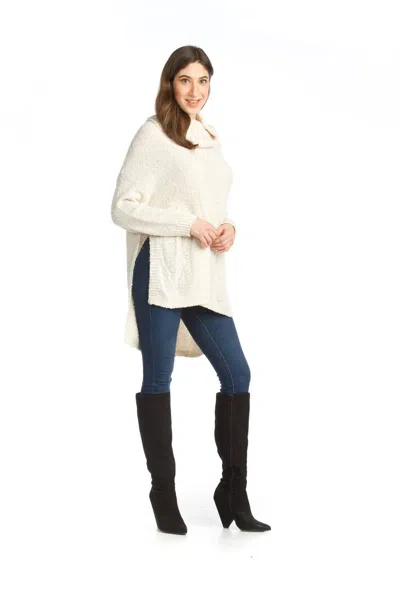 Papillon Chenille Cowl Neck Sweater In Cream In White