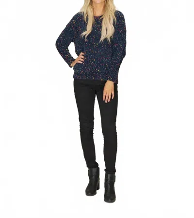 Papillon Chenille Knit Sweater In Navy In Blue