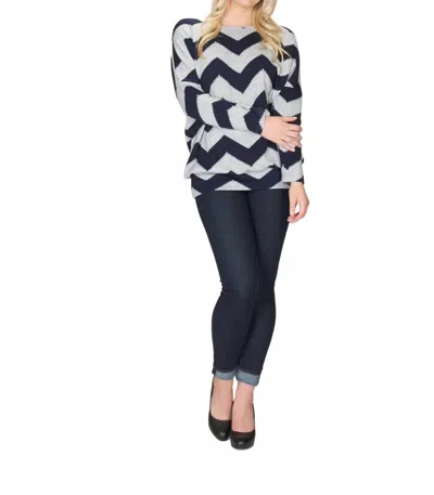 Papillon Chevron Print Sweatshirt In Navy In Multi