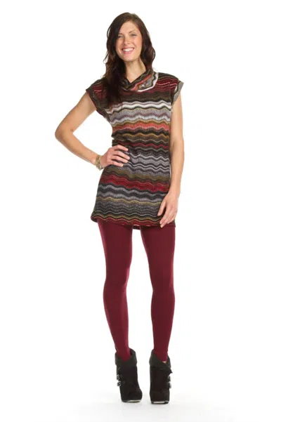 Papillon Chevron Stripe Cowl Neck Tank Dress In Black/red In Brown