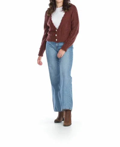 Papillon Chunky Crop Cardigan In Brown