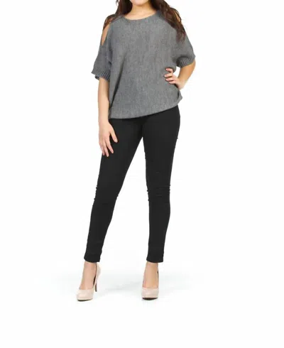 Papillon Cold Shoulder Batwing Relaxed Sweater In Grey In Gray