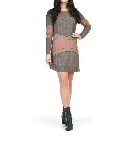 Papillon Cold Shoulder Sweater Dress In Brown Multi Stripe In Gray