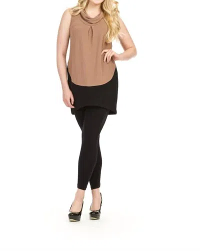 Papillon Color Block Cowl-neck Sweater Dress In Camel/black In Brown