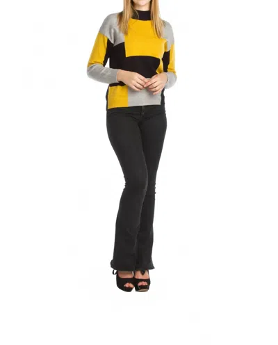 Papillon Color Blocked Knit Sweater In Mustard In Transparent