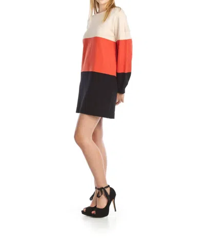 Papillon Color Blocked Sweater Dress In Multi In Red