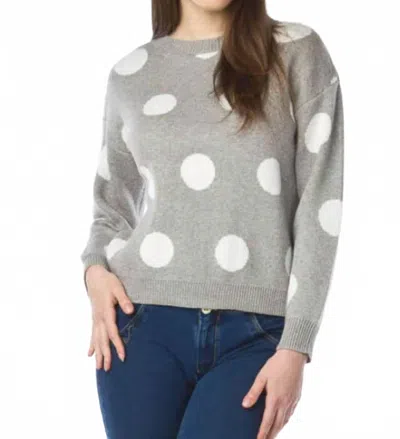 Papillon Coral Knit Polka Dot Sweater In Light Grey