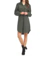 Papillon Corduroy Button Down Shirt Dress In Green