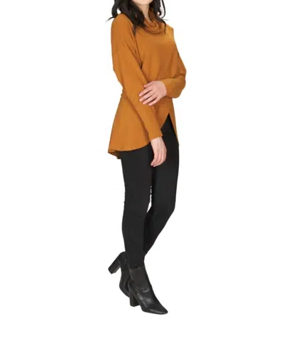 Papillon Cowl Neck Crossover Front Sweater In Mustard In Transparent