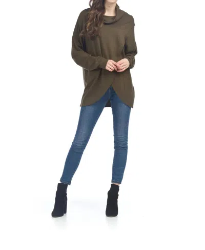 Papillon Cowl Neck Crossover Top In Olive In Brown