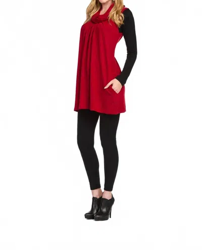 Papillon Cowl Neck Pleat Front Solid Float Dress In Aubergine In Brown