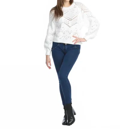 Papillon Crochet Open Knit Sweater In White