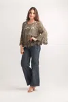 Papillon Crochet Pullover Top In Khaki In Green