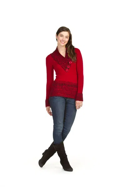 Papillon Crossover Collar With Buttons Sweater In Red