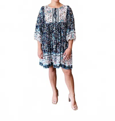 Papillon Danielle Boho Dress In Navy In Blue