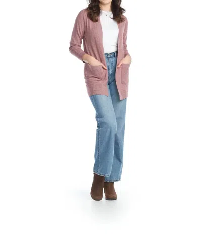 Papillon Design Pockets Front Cardigan In Rose In Pink