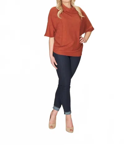 Papillon Drape Neck Poncho Sweater In Rust In Brown