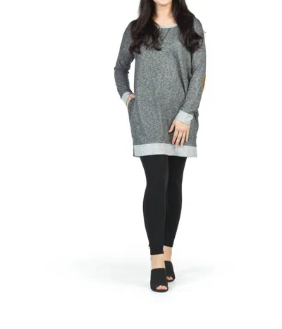 Papillon Elbow Patch Tunic Sweater In Grey In Gray