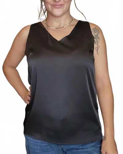 Papillon Elegant Satin Camisole Top In Black