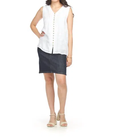 Papillon Embossed Crinkle Sleeveless Blouse In White