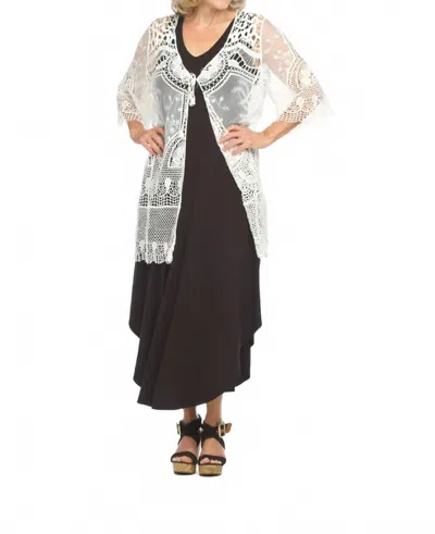 Papillon Embroidered Mesh Cover Up With Tie In White