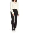 Papillon Eyelash Crop Button Front Cardigan In White In Multi
