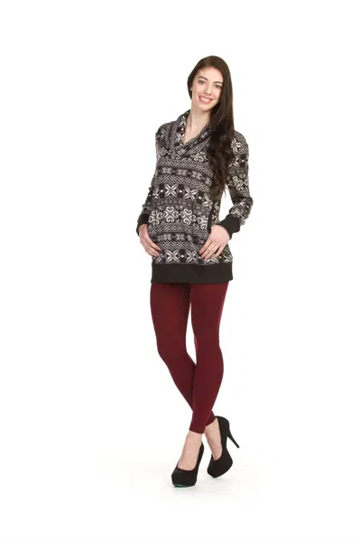 Papillon Fair Isle Print Cowl Neck Sweater Tunic In Black
