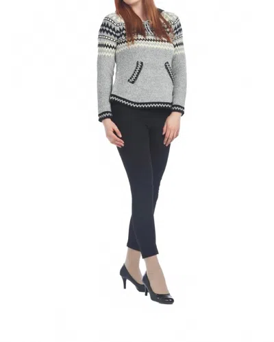 Papillon Fairisle Knit Hooded Sweater In Grey In Gray
