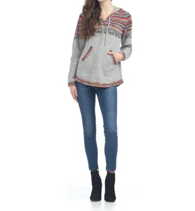 Papillon Fairisle Print Pullover With Hoody In Grey In Gray