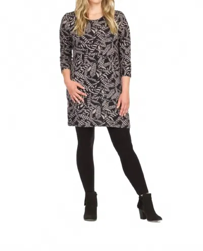 Papillon Fern Print Sweater Dress In Navy In Black