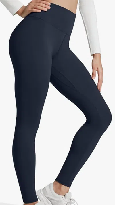 Papillon Fleece Lined Leggings In Navy In Blue
