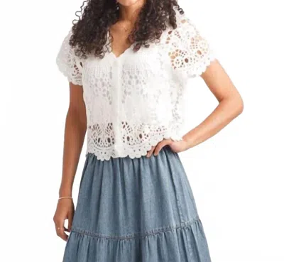 Papillon Floral Crochet Crop Cardigan In White