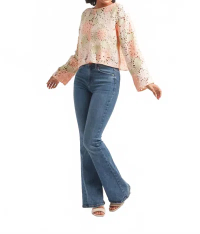 Papillon Floral Crochet Overlay Sweater In Pink