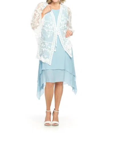 Papillon Floral Embroidered Cover Up With Tie In White