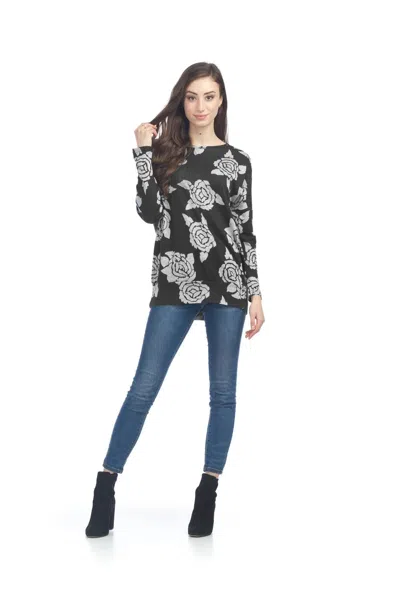 Papillon Floral Oversized Banded Bottom Sweatshirt In Black