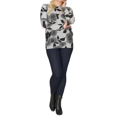 Papillon Floral Oversized Sweatshirt In Grey In Pink