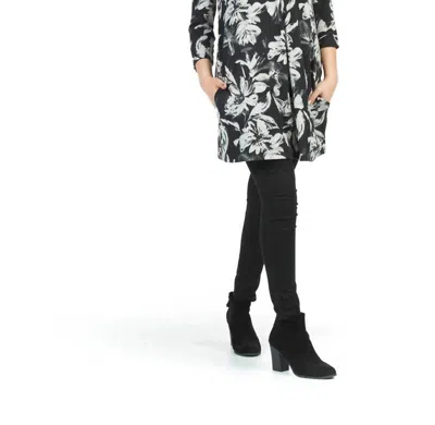 Papillon Floral Print Pleat Front Sweater Dress In Black