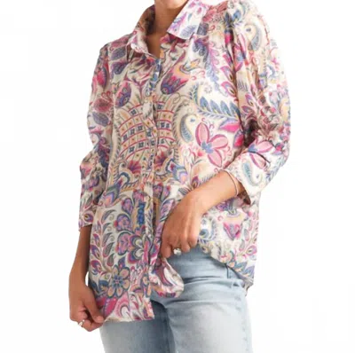 Papillon Floral Print Shirt With Balloon Sleeves In Multi