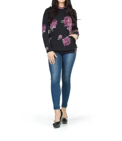 Papillon Floral Sweatshirt In Navy In Blue