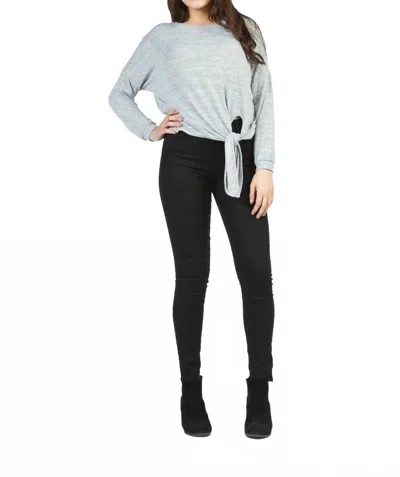 Papillon Front Tie Heathered Sweater In Grey In Gray