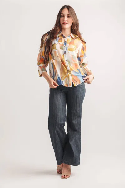 Papillon Geo Print Shirt In Blue In Multi